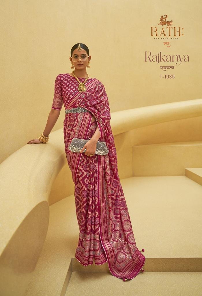 Soft Organza Foil Print Brasso Saree, Designer Festive Party Wear Saree