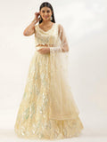 Yellow Soft Net Lehenga Choli Set, Sequins Embroidery, Semi Stitched Wedding Bridal Wear
