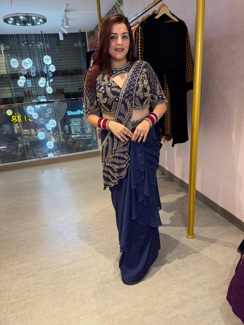 Ready to Wear Rangoli Silk Saree, Beads Embroidery, Pre-Stitched Party Wear Ensemble