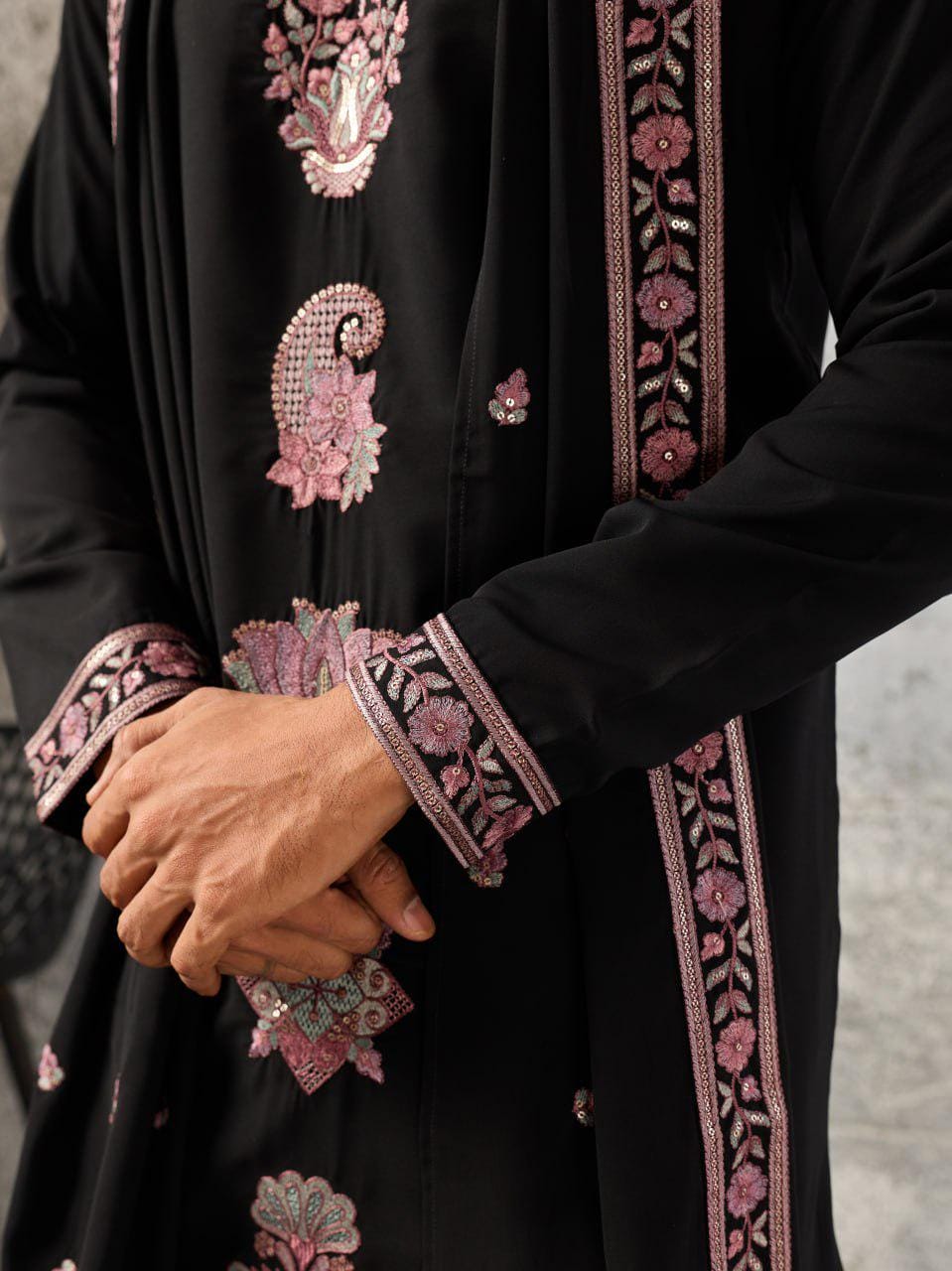 Japanese Fabric Kurta Pant Set | Thread Sequin Embroidered Ethnic Festive Outfit