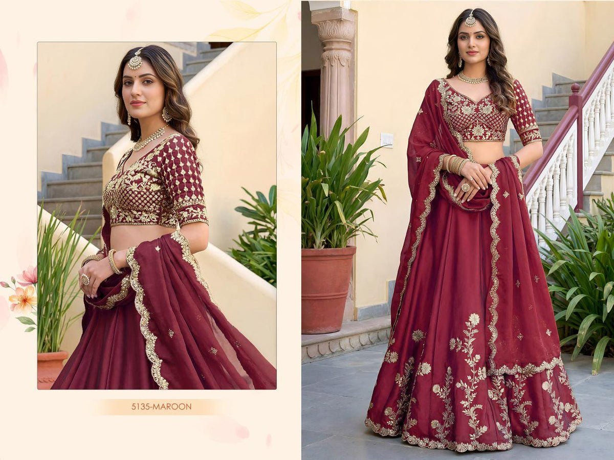 Rangoli Silk Lehenga Choli Set, Zari Dori Sequins Embroidery, Semi-Stitched Wedding Outfit