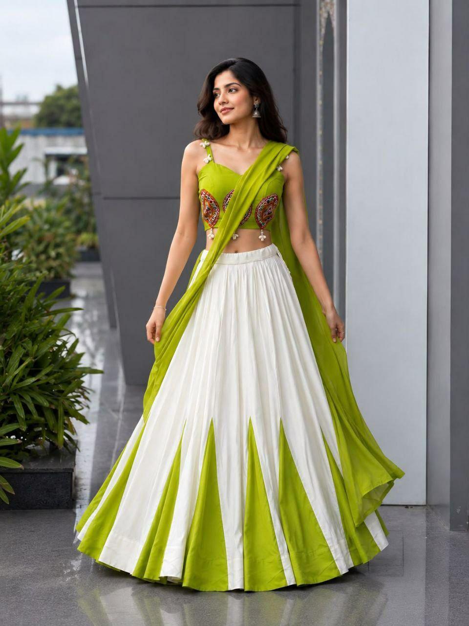 Pure Cotton Lehenga Choli Set | Real Mirror Work, 8 Meter Kali Flair, Georgette Dupatta