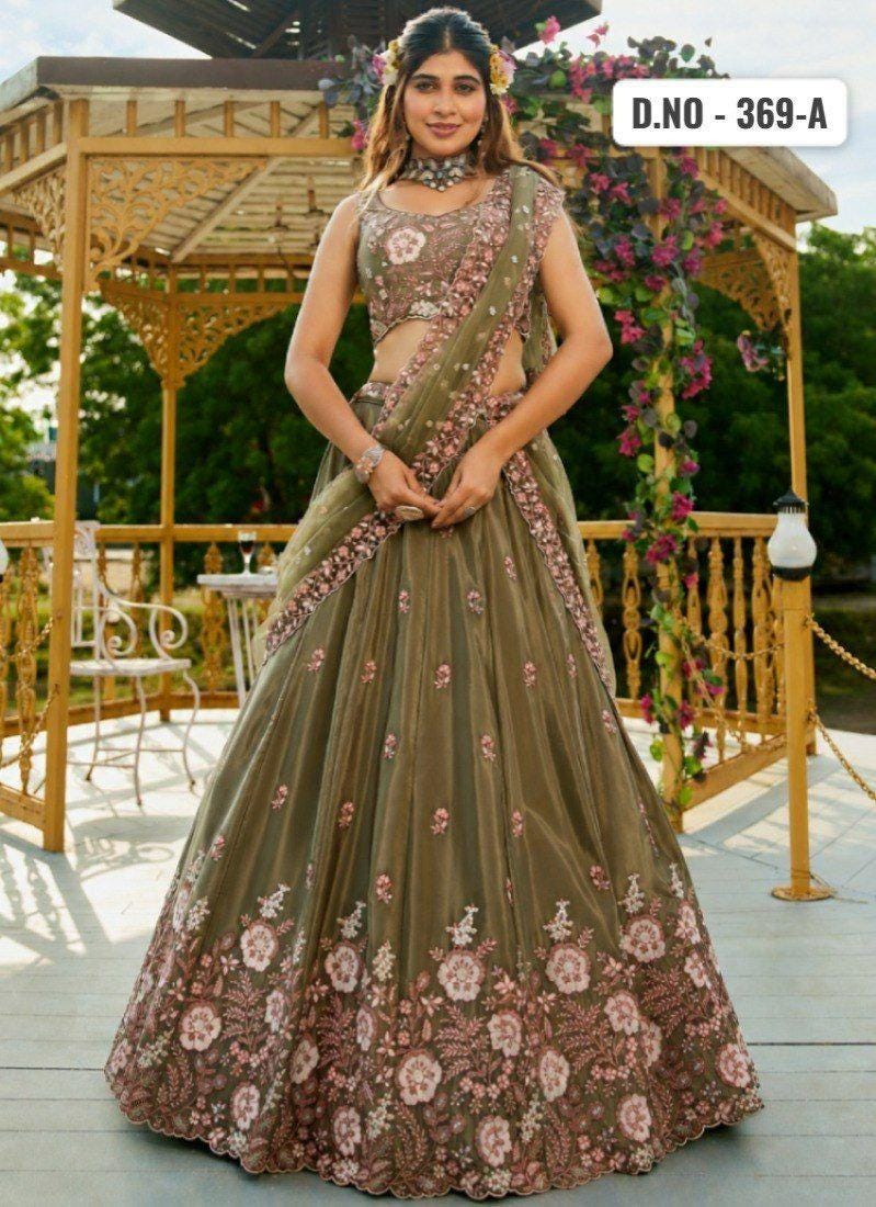French Crepe Lehenga Choli Set | Dori, Zari, Sequin Embroidered Wedding Wear (Soft Net Dupatta)