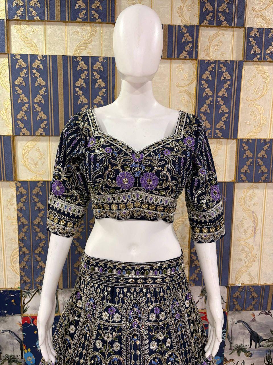Mono Satin Silk Lehenga Choli, Butterfly Net Dupatta, Sequins Cut Work, Wedding Party Wear