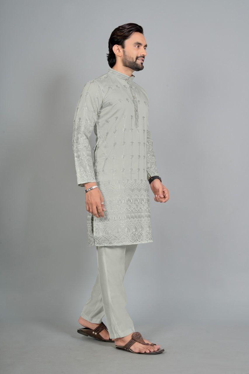 Men's Cotton Silk Kurta Pajama Set | Traditional Indian Ethnic Wear, Festive Outfit