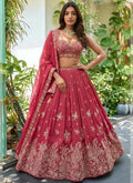 Chinon Lehenga Choli Set, Zari Dori Sequins Embroidery, Semi Stitched Bridal Wear