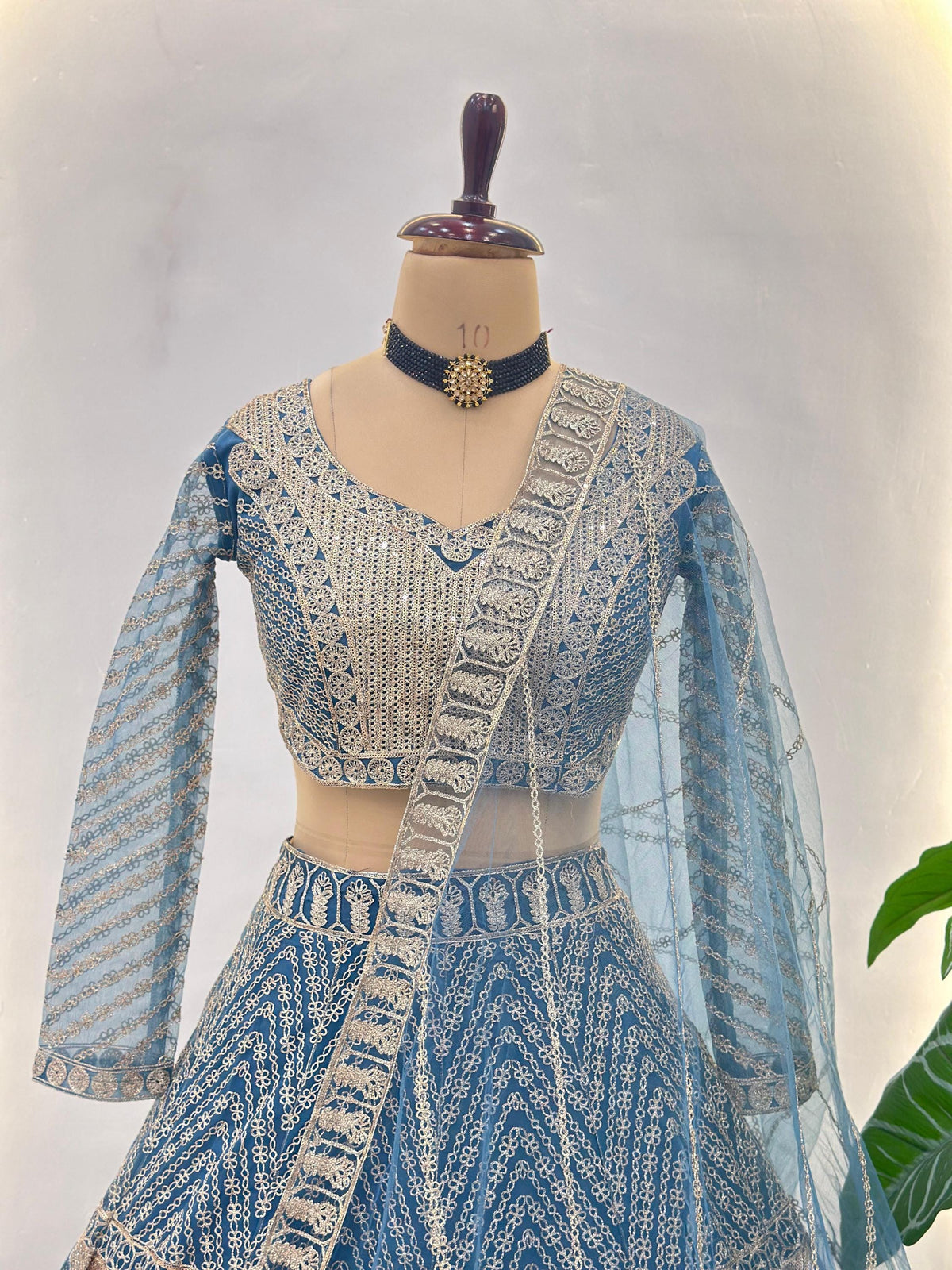 Butterfly Net Lehenga Choli Set, Sequins Jari Embroidery, Bridal Wedding Party Wear