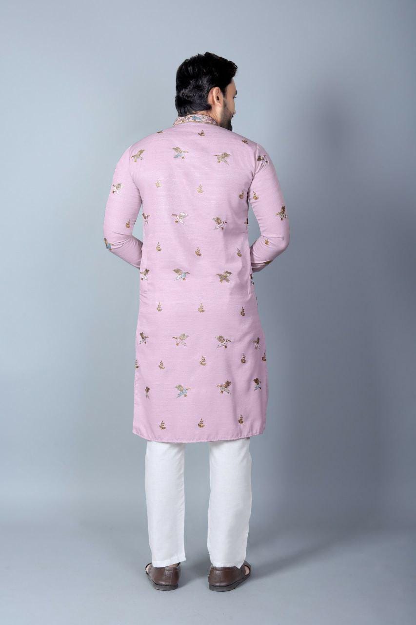 Men's Heavy Khadi Silk Kurta Pajama Set, Traditional Ethnic Festive Wear
