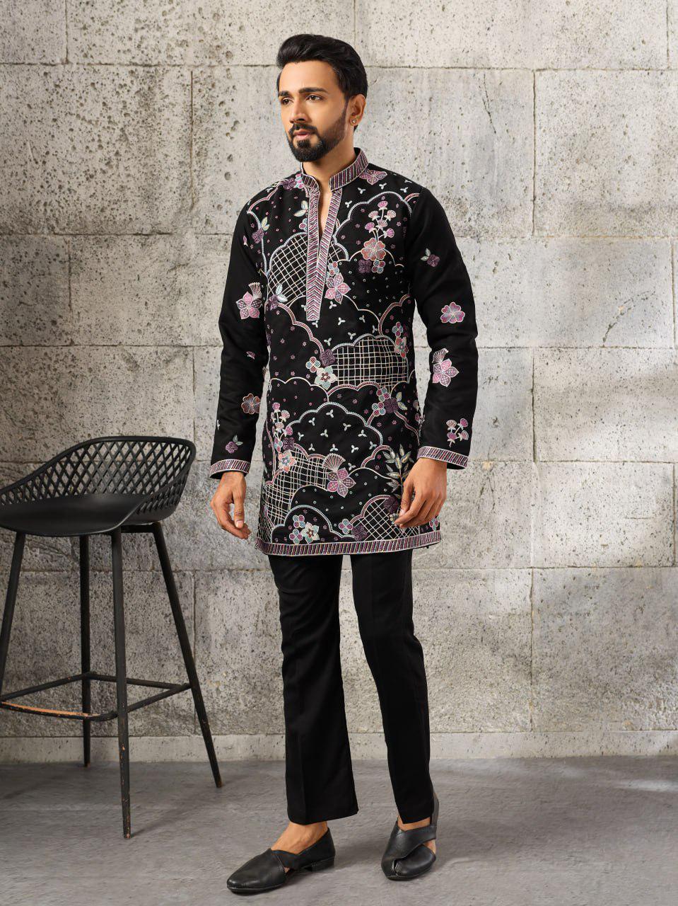 Japanese Fabric Kurta Pant Set | Men's Festive Beaded Ethnic Co-Ord