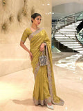 Soft Tissue Chiffon Silk Saree with Zarkan Embroidery | Designer Wedding Party Wear Blouse