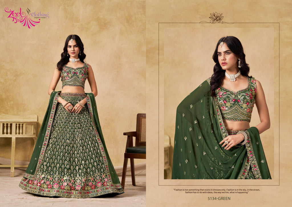 Georgette Lehenga Choli Set, Sequins Thread Embroidered, Wedding Party Wear (Unstitched)