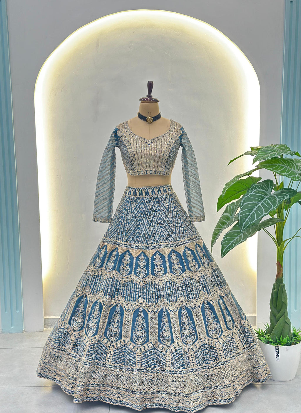 Butterfly Net Lehenga Choli Set, Sequins Jari Embroidery, Bridal Wedding Party Wear