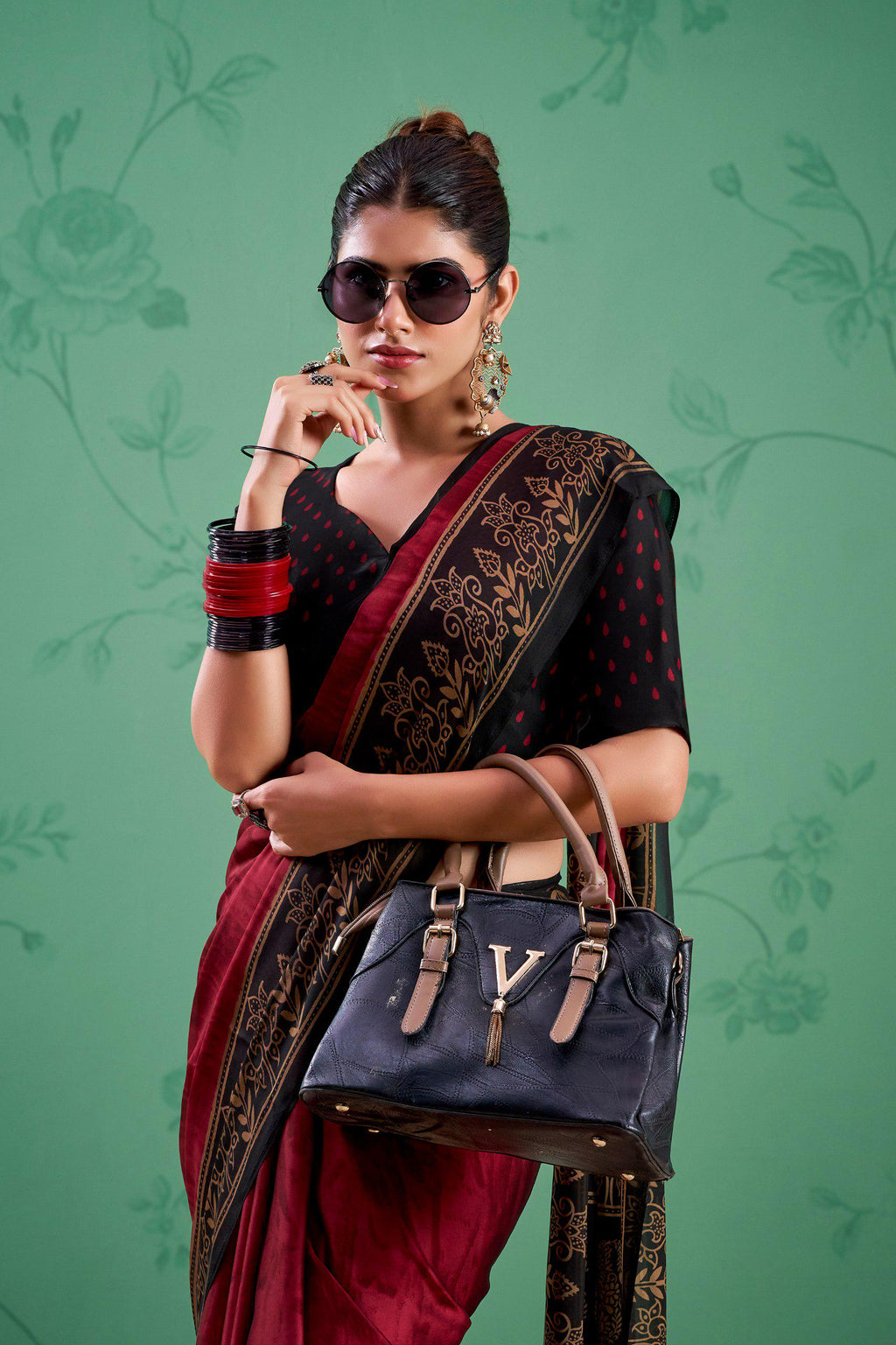 Rangoli Silk Printed Saree with Unstitched Blouse, Elegant Indian Traditional Wear
