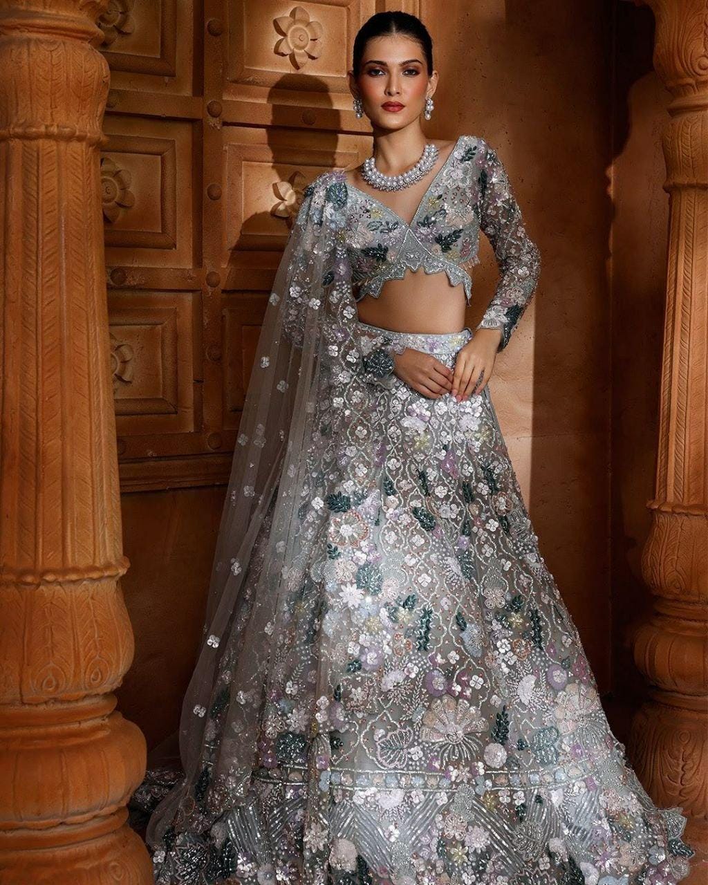 Butterfly Soft Net Lehenga Choli | Heavy Sequin Dori Embroidery Wedding Outfit