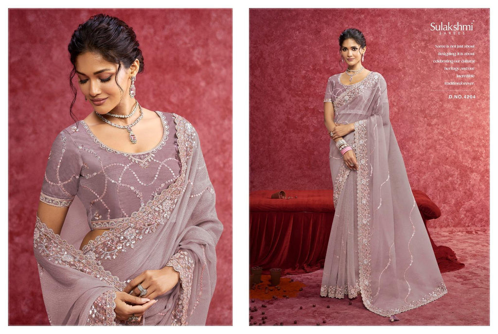 Designer Silk Saree, Embroidery Sequin Work, Jacquard Party Wear, Festive Wedding Blouse