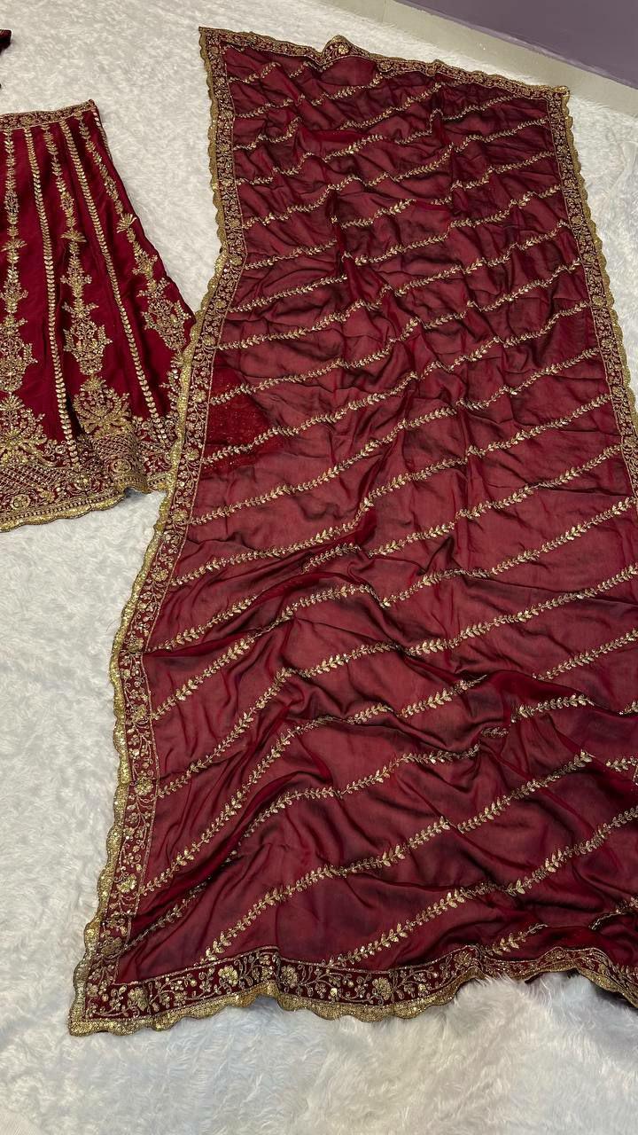 Kasturi Silk Lehenga Choli Set | Zari Dori Sequin Embroidered Festive Wear