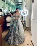 Kasturi Crepe Silk Lehenga Choli | Sequin Embroidered Wedding Outfit (Semi-Stitched)