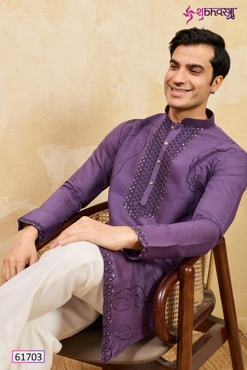 Viscose Silk Embroidered Kurta Set, Multi-Thread Sequins Ethnic Dress