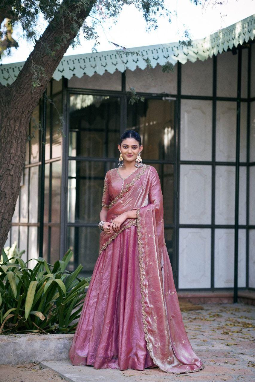 Fendi Lehenga Choli Set | Sequins Embroidery, 5 Meter Flair, Bridal Party Wear