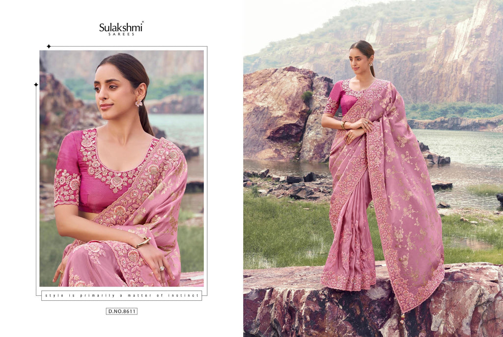 Pure/Tissue Silk Saree with Jacquard Work | Matching Blouse Piece | Wedding Festive Party Wea