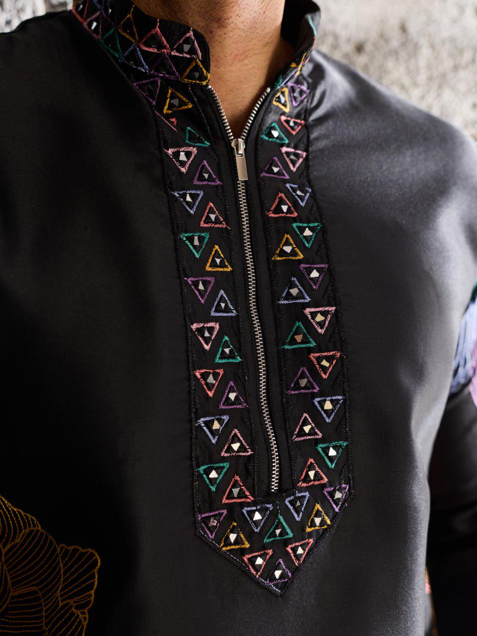 Men's Silk Kurta Pant Set | Thread Sequin Embroidery, Festive Ethnic Wear