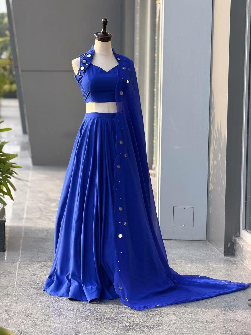 Pure Cotton Navratri Lehenga Choli Set | 8 Meter Flare Mirror Work Blouse Dupatta