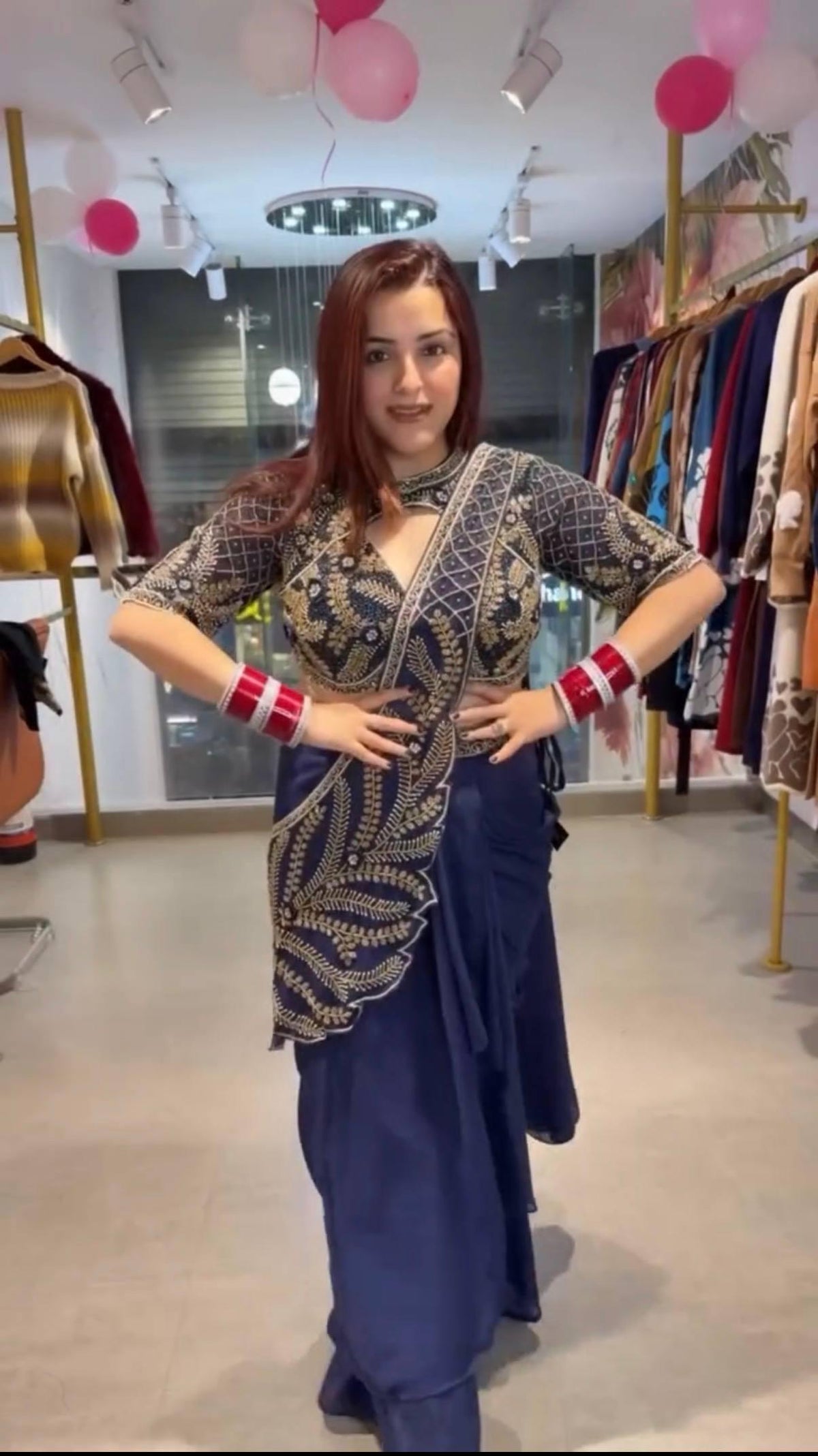 Ready to Wear Rangoli Silk Saree, Beads Embroidery, Pre-Stitched Party Wear Ensemble