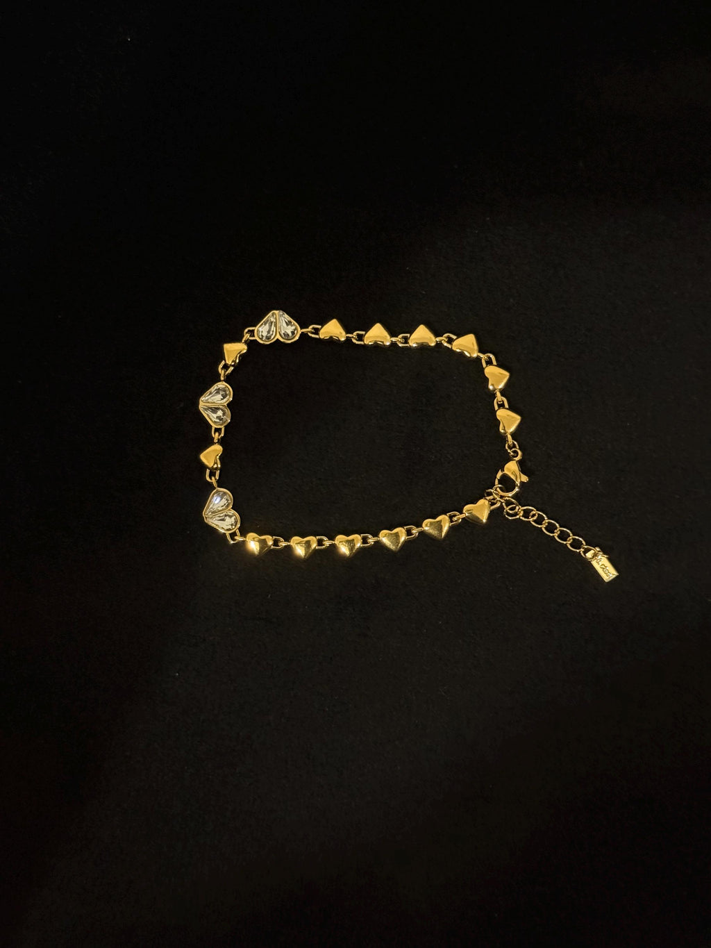 Gold Heart Crystal Bracelet, Dainty Stainless Steel Tennis Jewelry