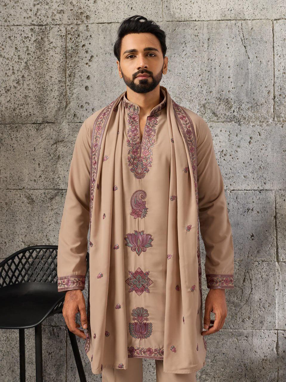 Japanese Fabric Kurta Pant Set | Thread Sequin Embroidered Ethnic Festive Outfit