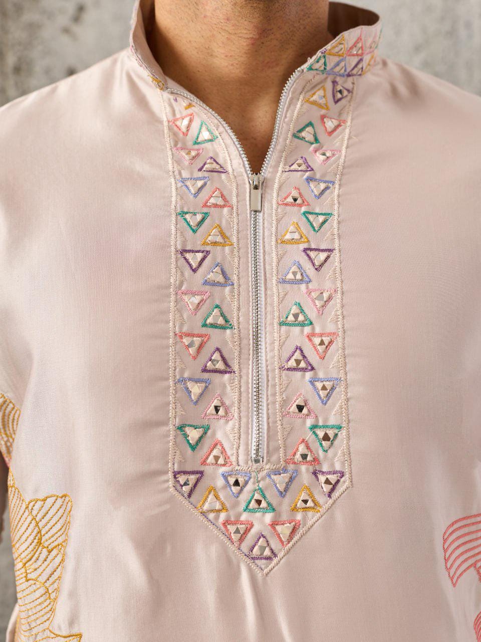 Men's Silk Kurta Pant Set | Thread Sequin Embroidery, Festive Wedding Outfit