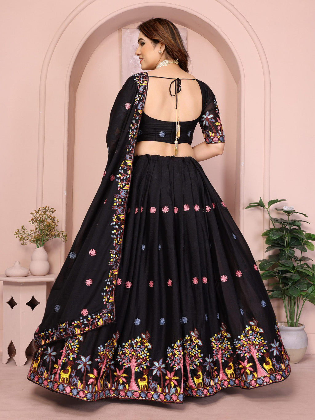Embroidered Star Georgette Lehenga Choli Set | Indian Wedding Wear, Bridal Festive (2 Colours)