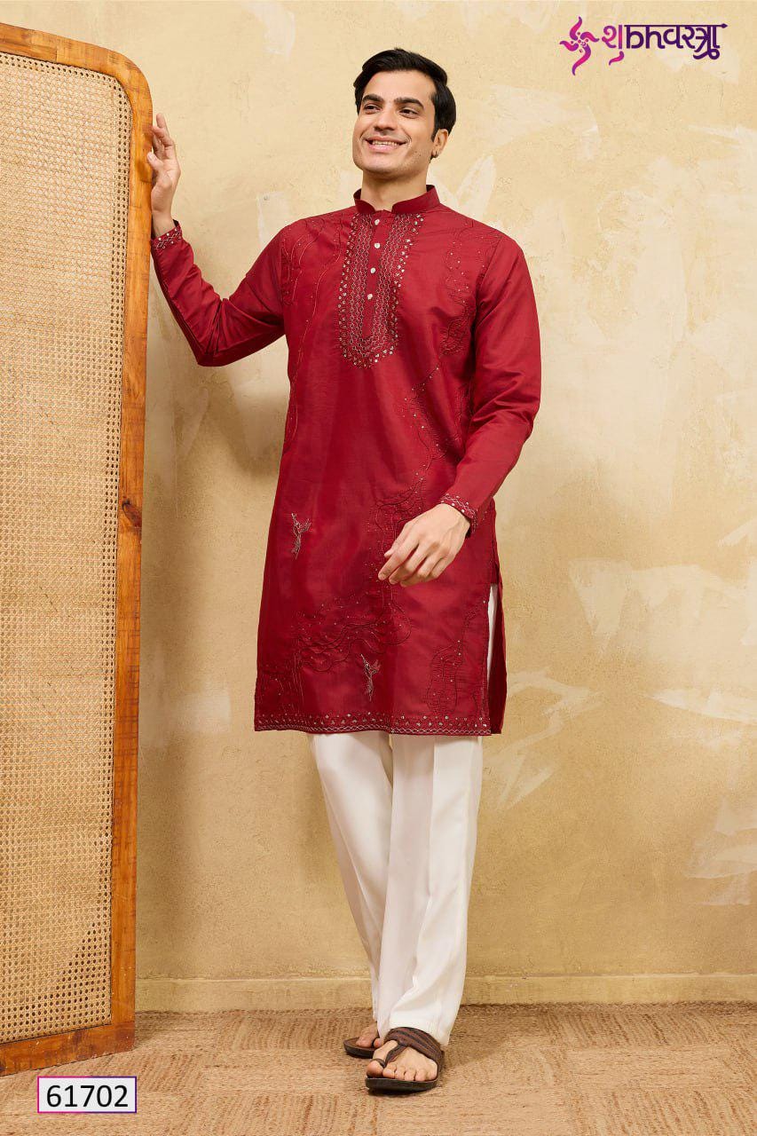 Viscose Silk Embroidered Kurta Set, Multi-Thread Sequins Ethnic Dress