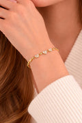 Gold Heart Crystal Bracelet, Dainty Stainless Steel Tennis Jewelry