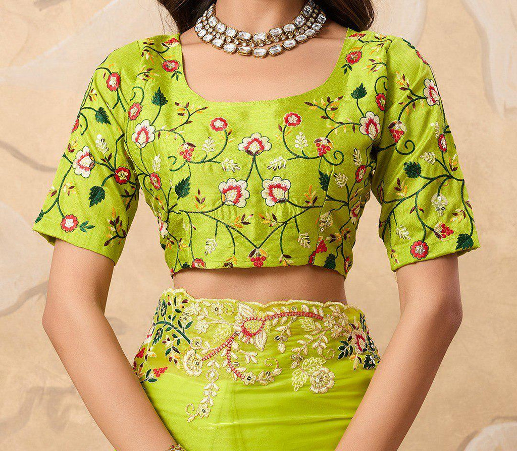 Paper Silk Saree Embroidered Sequins Cutwork Border | Designer Wedding Party Wear Blouse