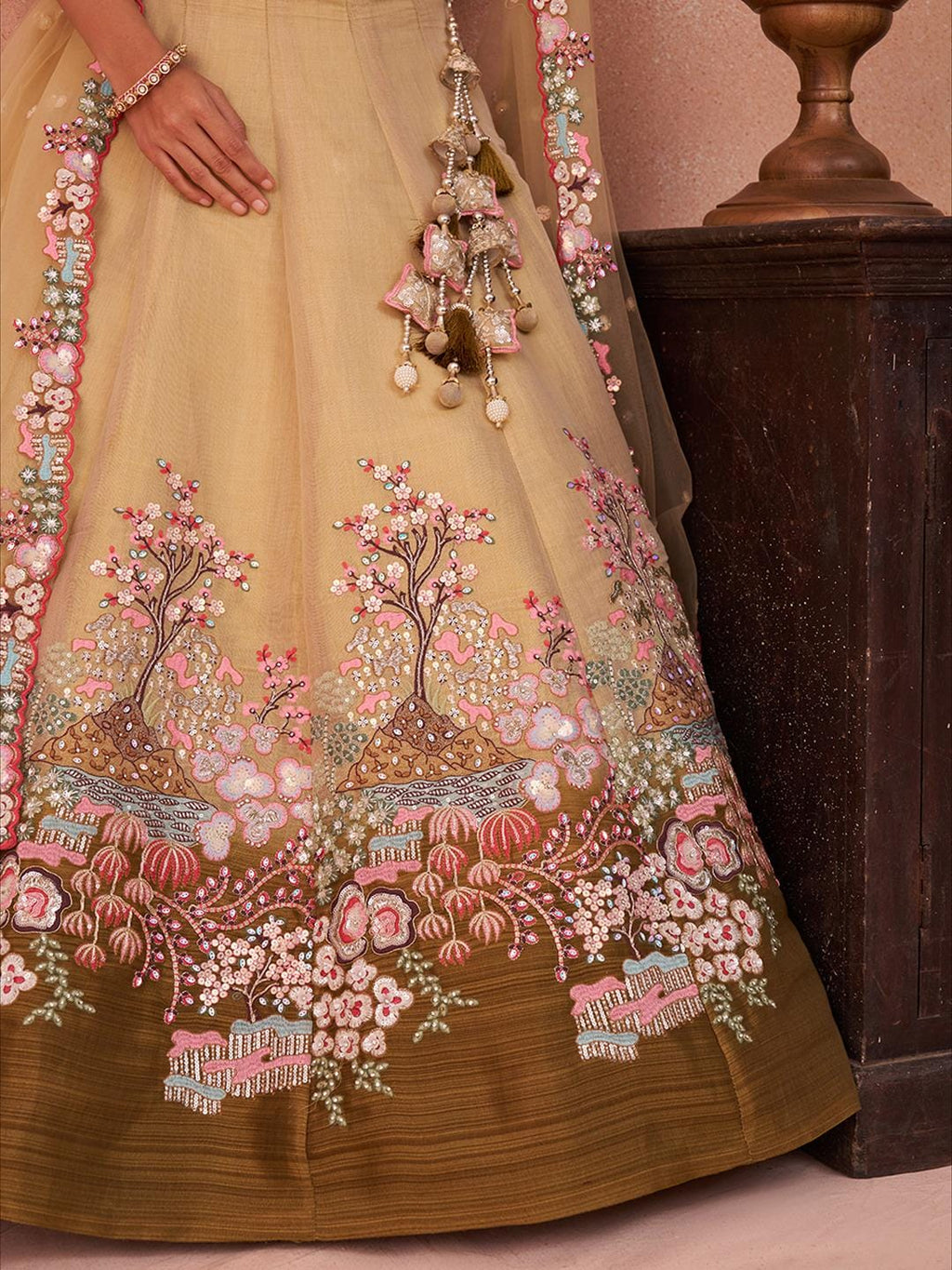 Ombre Net Lehenga Choli Set, Sequins Embroidery, Bridal Wedding Party Wear
