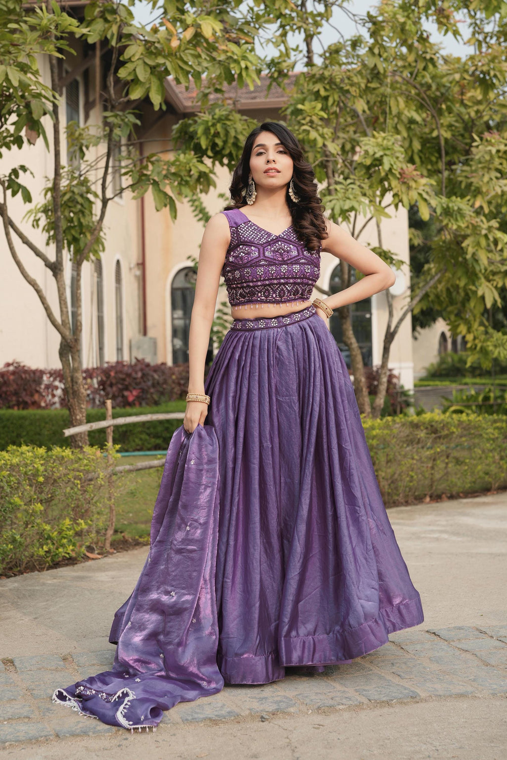 Designer Fendy Lehenga Choli Set, 5 Meter Flair, Beaded Belt, Wedding Reception Outfit