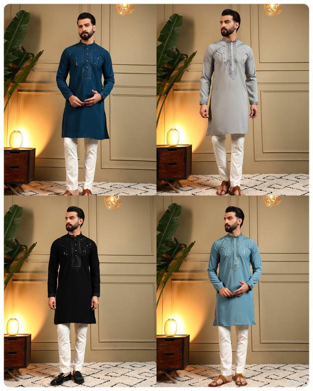 Men's Kurta Pajama Set: Armaani Lachko, Heavy Embroidery Sequence Work