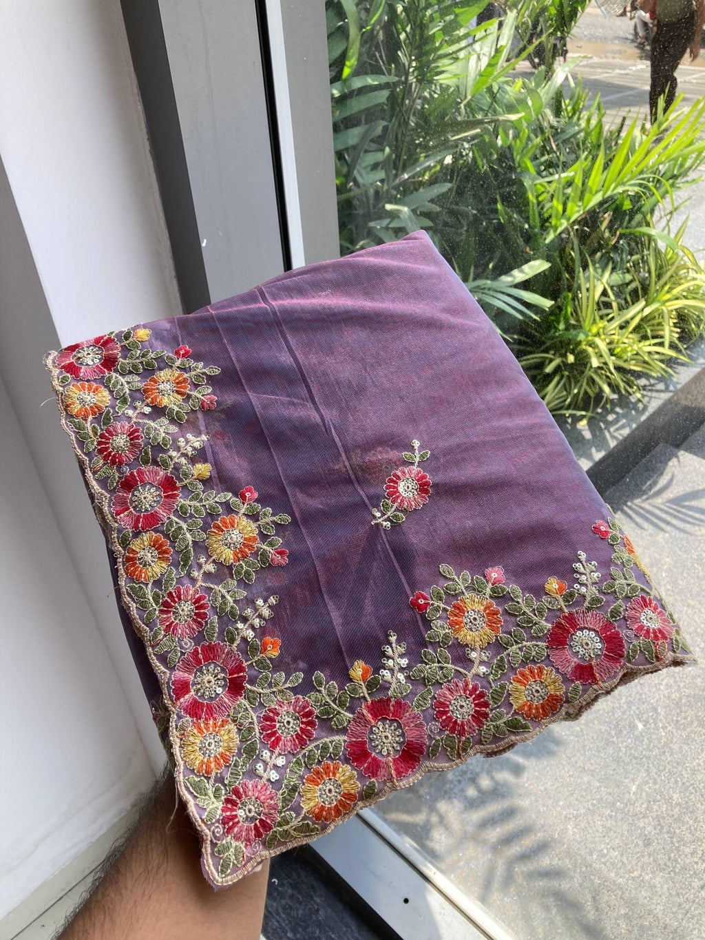 Twill Net Saree Multi Embroidery Cutwork Border | Designer Wedding Saree | Banglory Silk Blouse Piece