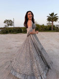 Butterfly Net Lehenga Choli Set | Zari & Rainbow Sequins Embroidered Reception Outfit (Semi-Stitched)