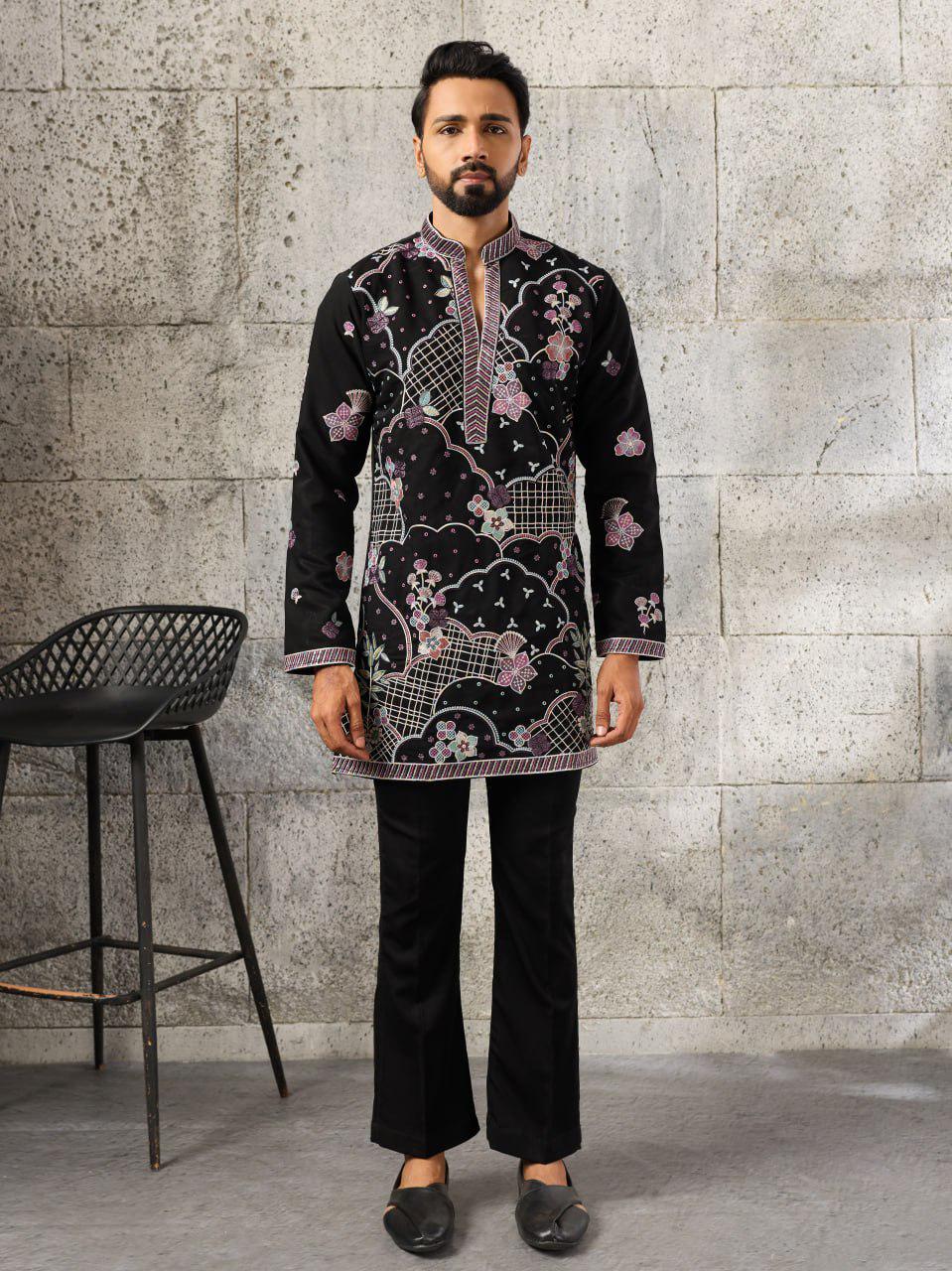 Japanese Fabric Kurta Pant Set | Men's Festive Beaded Ethnic Co-Ord