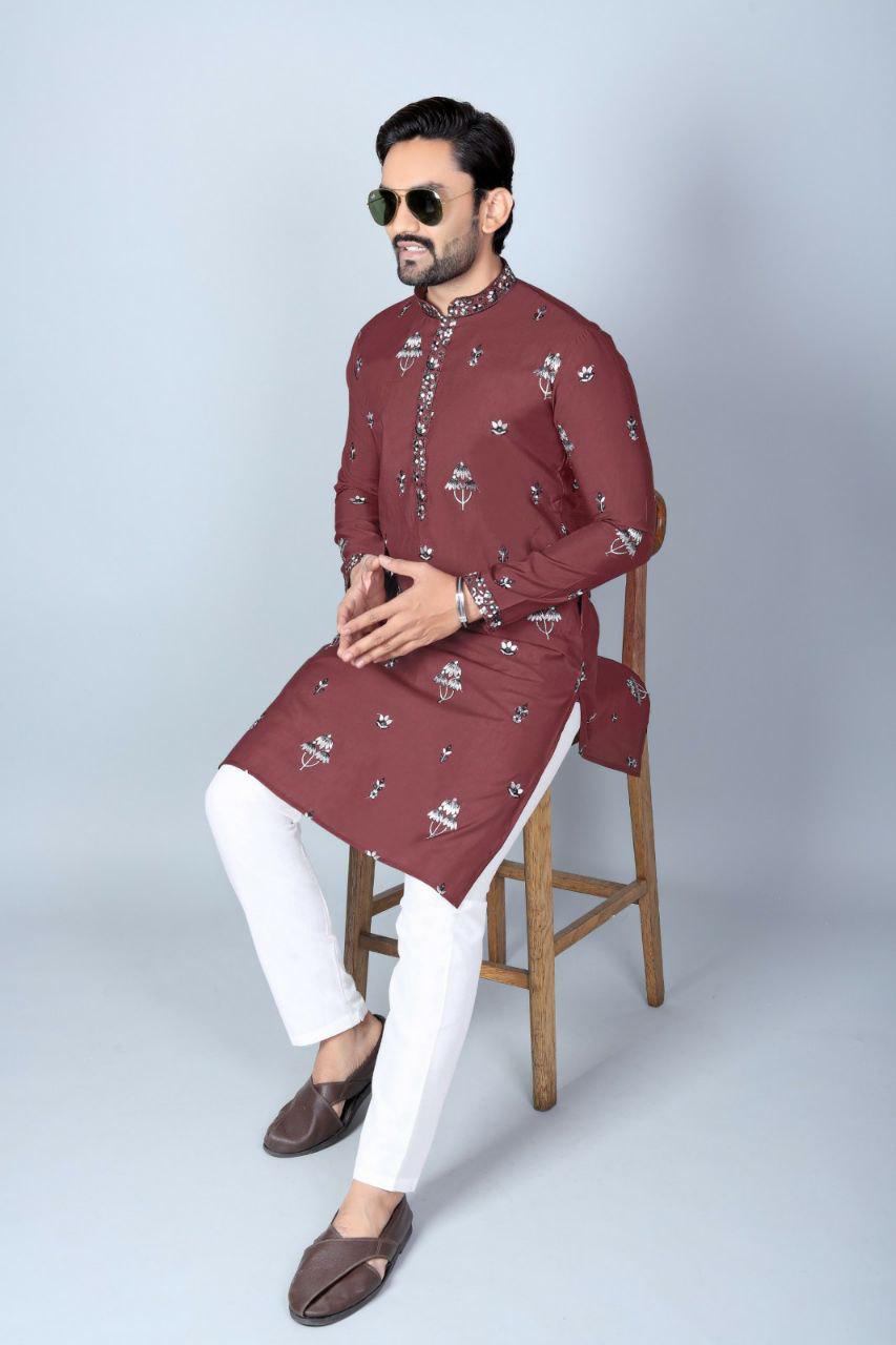 Men's Heavy Chanderi Silk Kurta Pajama Set, Traditional Festive Wear