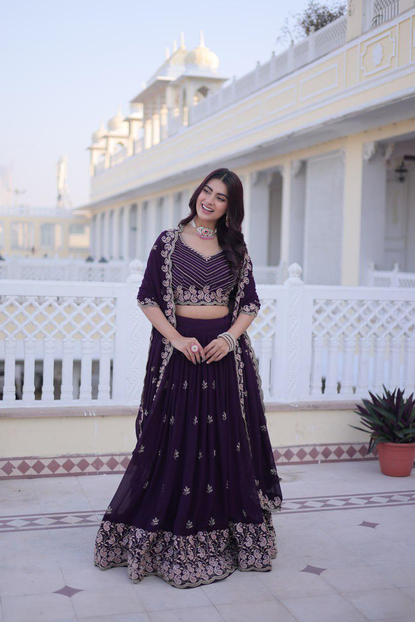 Fox Blooming Lehenga Choli Set, Sequins Zari Embroidery, Fully Stitched Wedding Outfit