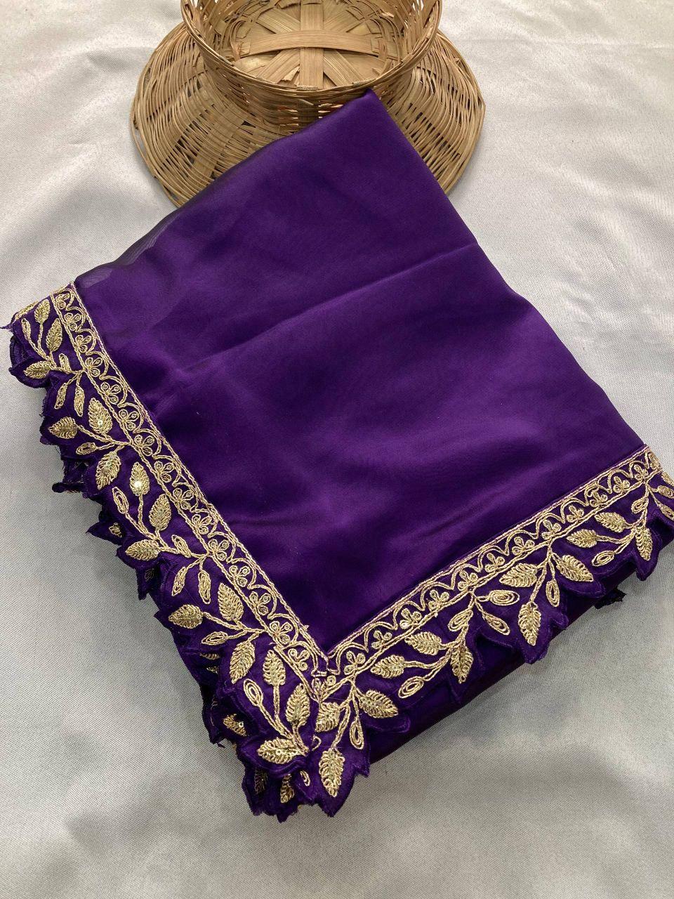 Rangoli Silk Embroidered Saree | Cutwork Lace Border, Mono Banglory Silk Blouse, Festive Wear