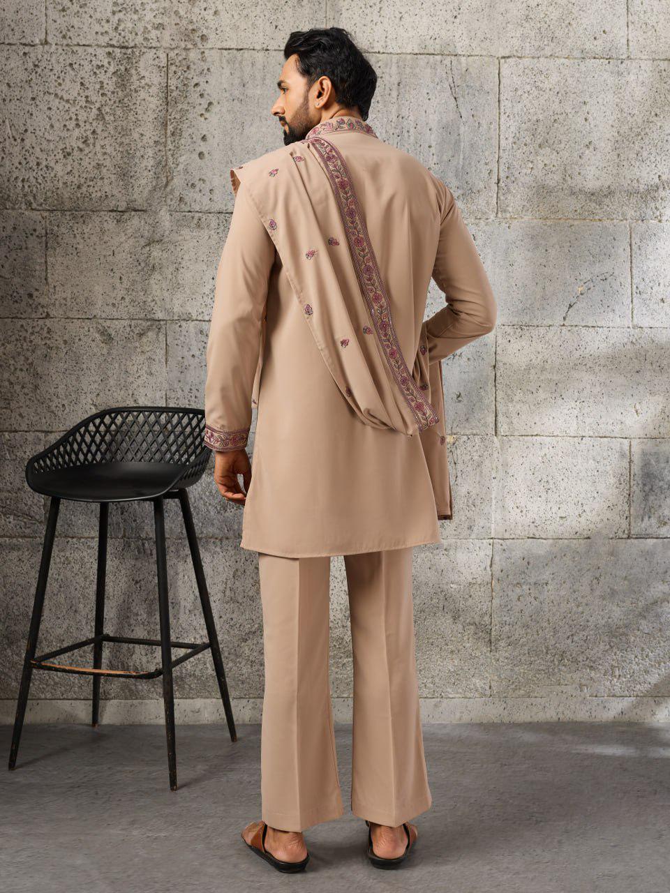 Japanese Fabric Kurta Pant Set | Thread Sequin Embroidered Ethnic Festive Outfit