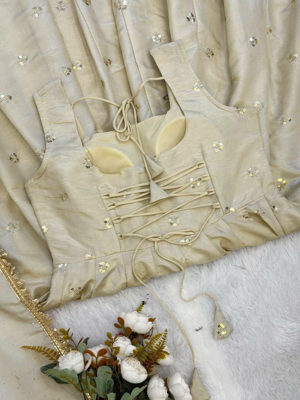 Cosmos Gold Anarkali Suit Set, Embroidered Flared Kurta with Pants, Indian Ethnic Outfit
