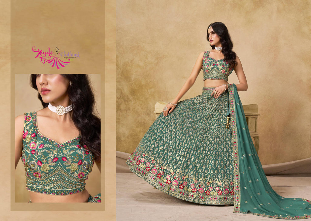 Georgette Lehenga Choli Set, Sequins Thread Embroidered, Wedding Party Wear (Unstitched)