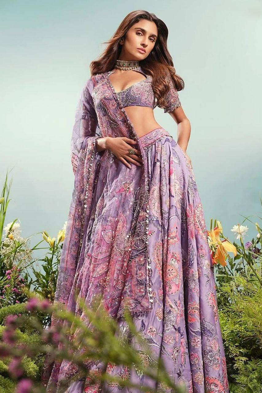 Taby Silk Lehenga Choli | Hand Mirror Sequins Embroidery, 3.5 Meter Flair, Indian Wedding Wear