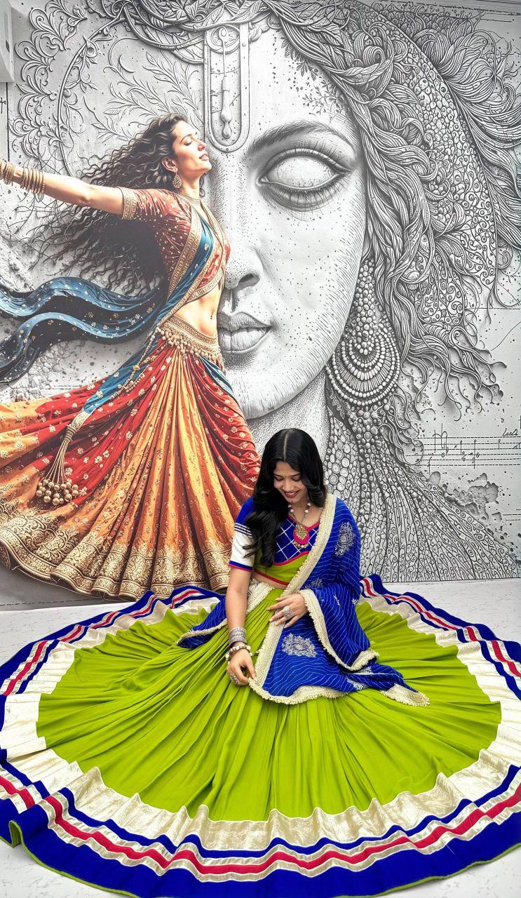 Pure Cotton Lehenga Choli Set | Heavy Ribbon Work, Lampi Lace, 6 Meter Flair