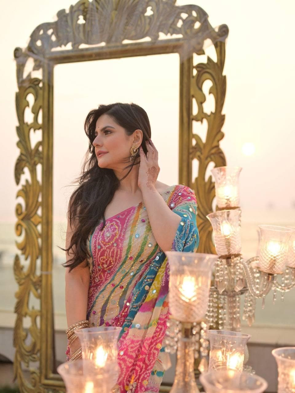 Soft Tabby Floral Sparrow Print Lehenga Choli | Handwork Cutdana Indian Wedding Festive Wear