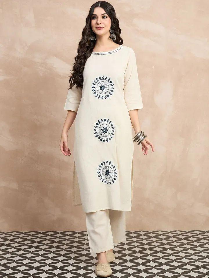 Elegant Ivory Cotton Flex Kurta Set